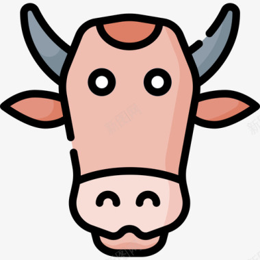 牛耕田神圣的牛宗教46线性颜色图标