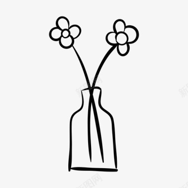 花瓶里的花花店手绘图标