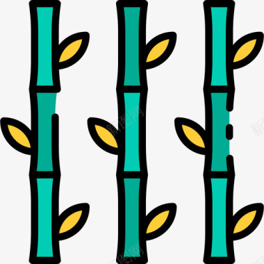 竹斗笠竹中国93线颜色图标