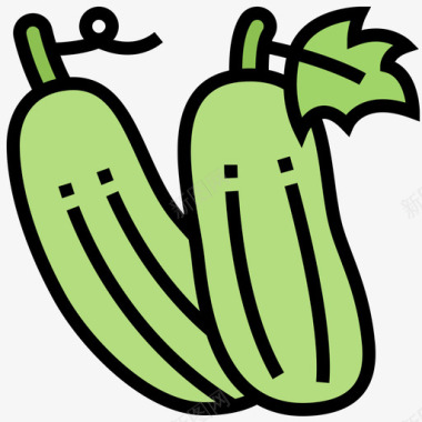 黄瓜蔬菜7线形颜色图标