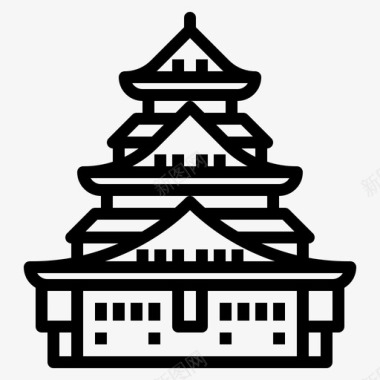 日本算盘大阪城堡日本皇宫图标