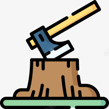 夏令营总动员伐木夏令营27线性颜色图标