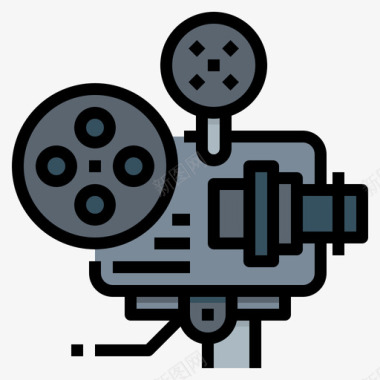 矢量电影放映机电影放映机电影19线性颜色图标