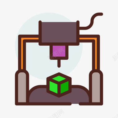 山3D3d打印机生物化学19线性彩色图标
