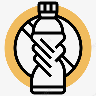 无塑料瓶塑料污染13黄色阴影图标