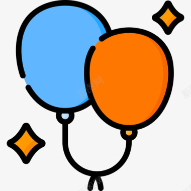 大气球气球游行33线性颜色图标