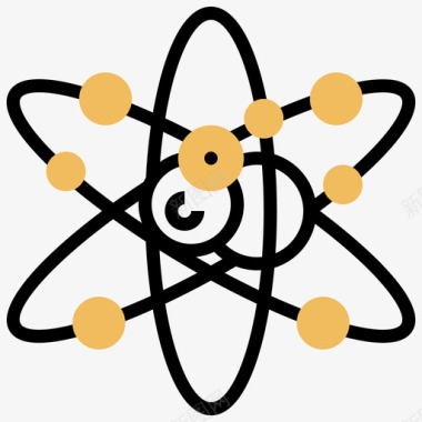 阴影字原子生物化学24黄色阴影图标
