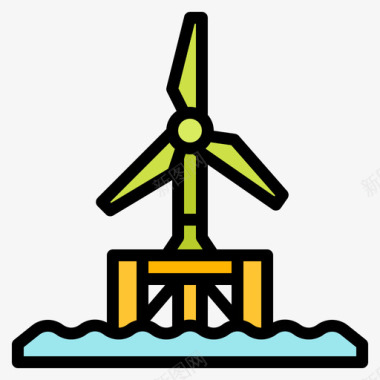 抑制再生风能可再生能源36线型图标