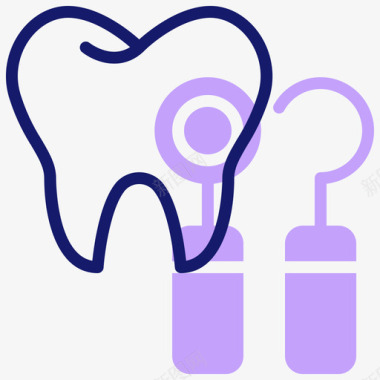 粉色牙齿牙齿医生和医院线颜色图标