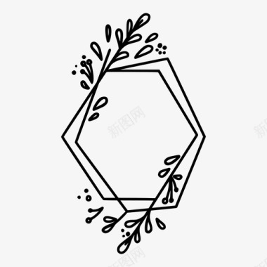 装饰植物架花卉几何框架图标