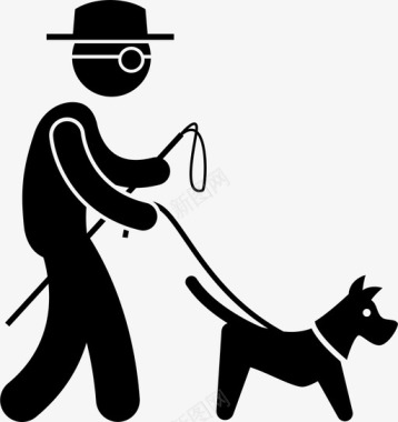 导盲犬领盲人皮带宠物图标