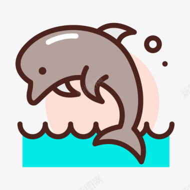 海豚海豚澳大利亚34线形颜色图标