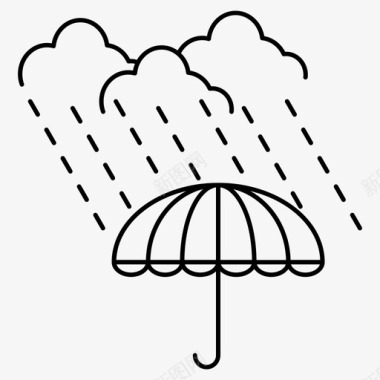 天气元素雨云伞图标