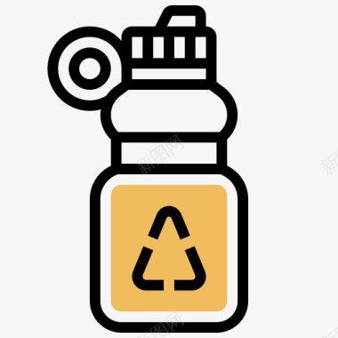 可重复使用的瓶子塑料污染13黄色阴影图标