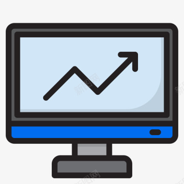 计算机显示器商业和金融119线性彩色图标