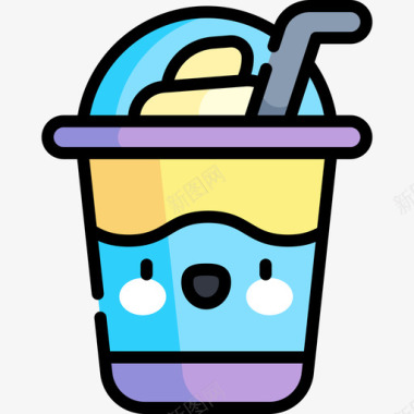 冰沙冰淇淋店45直线颜色图标