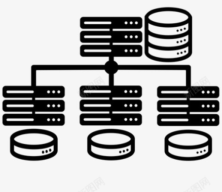 灰色服务器分布式计算分布式分布式数据库图标