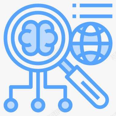 大脑矢量搜索大脑概念10蓝色图标