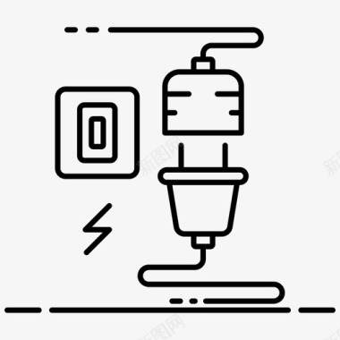 电源插头电源线网页设计开发线向量图标集图标