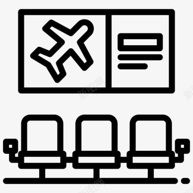 候车候车室旅行6直线图标