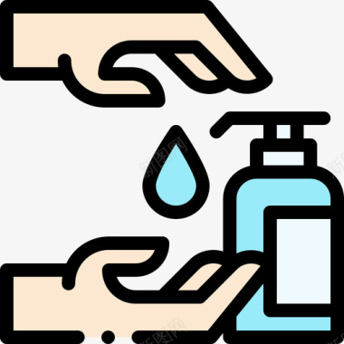 洗手液洗手液covid防护措施3线性颜色图标