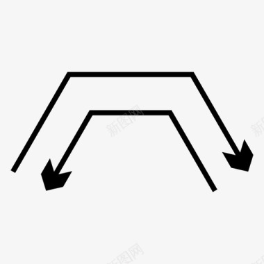 转弯公路箭头方向向下图标