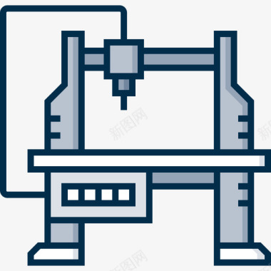 加工流程3d打印机工业流程46线性彩色图标