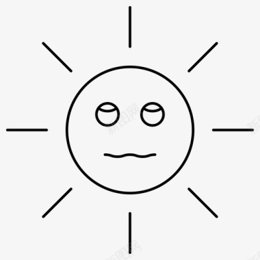 阳光表情符号夏日1px线条图标图标