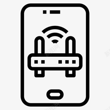 七喜手机标志Wifi智能手机技术11线性图标