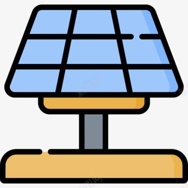 娴村太阳能电池板42号村线性颜色图标