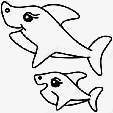 鲨鱼家族卡通图标
