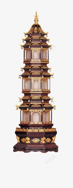 清干隆紫檀描金七重檐宝塔此展品为清代文物宽70cm素材