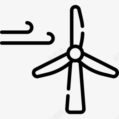 小清新风车风车43号村直线型图标