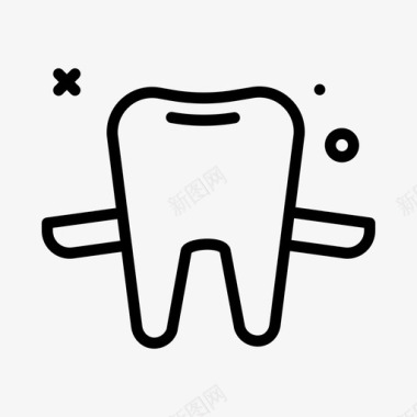 黑白器官牙齿器官20线形图标