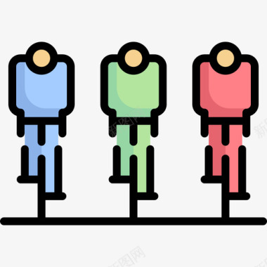 自行车运动员自行车比赛21线性颜色图标