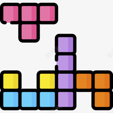 方块矢量俄罗斯方块游戏104线性颜色图标
