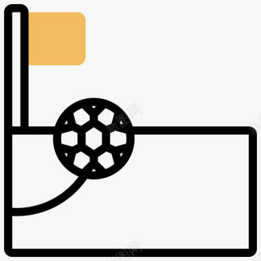 高清足球元素角落足球元素4黄色阴影图标
