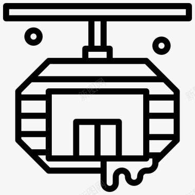 小镇冬景缆车冬季小镇20直线图标
