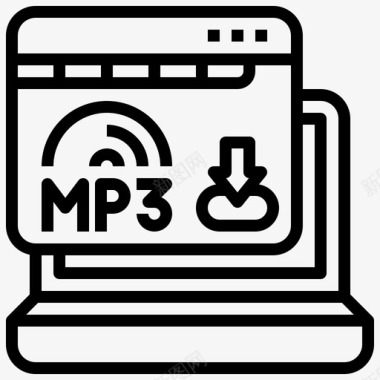 Mp3深色web8线性图标