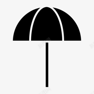 雨伞夏日黑图标图标
