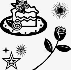 蛋糕玫瑰星星食品甜点甜面包店爱庆典鲜花软糖装饰锦上素材