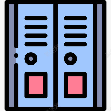 储物柜储物柜大学71线性颜色图标