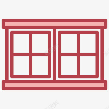 窗户建筑和建筑9红色图标