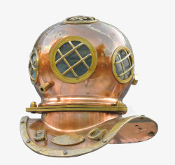 潜水员舵潜水头盔跳水老水下铜黄铜深孤立A物品素材