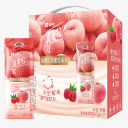 真果粒素材蒙牛真果粒牛奶饮品白桃树莓味240g12包礼盒送礼高清图片