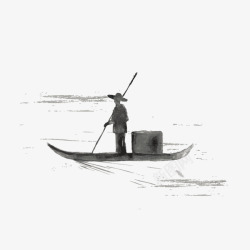 船和渔夫船夫中国风素材