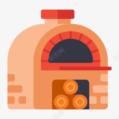 石头烤箱美食家1个扁平图标