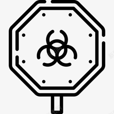 品字形状生物危害冠状病毒12线状图标