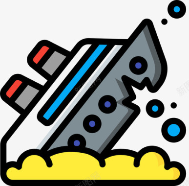 沉船沉船潜水42线性颜色图标