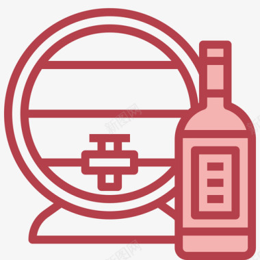 桶葡萄酒14红色图标